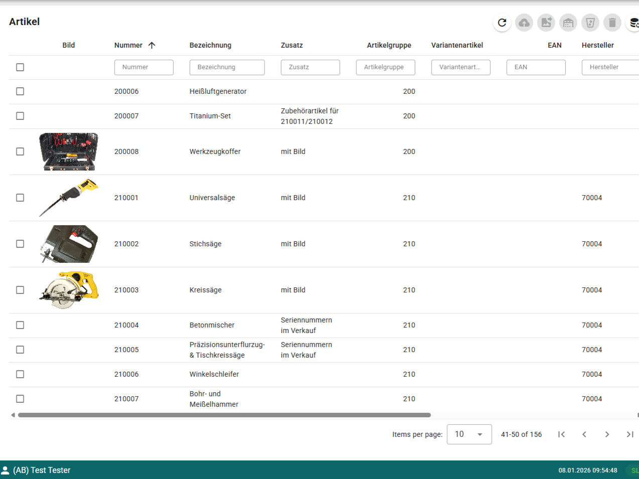 Artikelverwaltung im ITC ShopConnect mit Liste synchronisierter SelectLine Produkte für Shopify